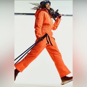 NWOT Free People x FP Movement All Prepped Ski Suit Neon Coral, Size Large
